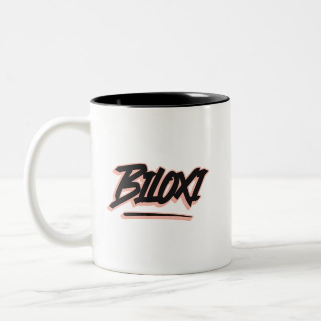 Caneca De Café Em Dois Tons Estilo de Grafite Biloxi (Esquerda)