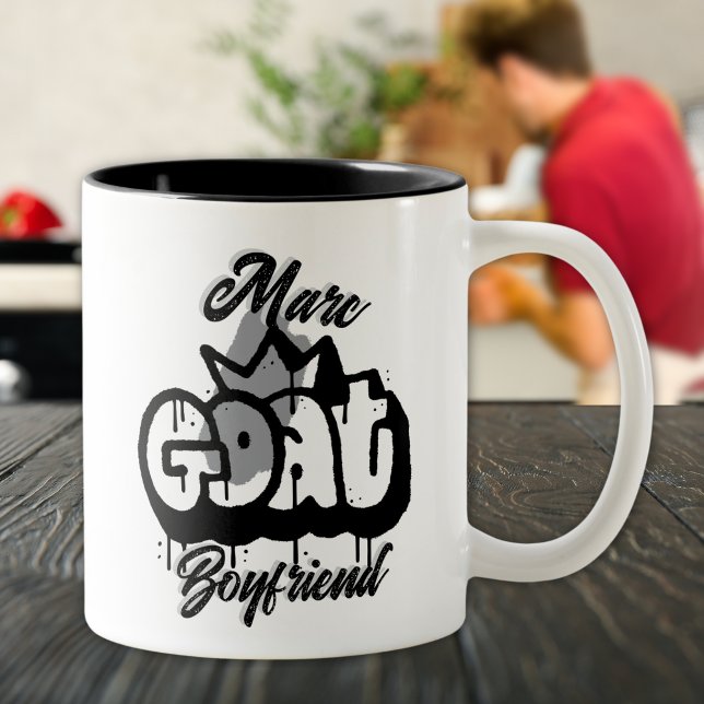 Caneca De Café Em Dois Tons Estilo de Grafite do GOAT (Criador carregado)