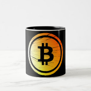 Caneca De Café Em Dois Tons Estilo de Grunação Perfeita do Logotipo Bitmoney