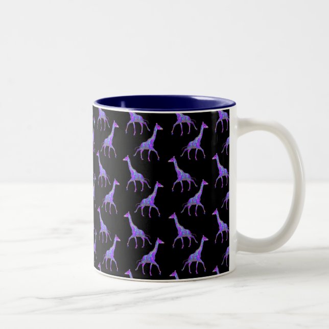 Caneca De Café Em Dois Tons Estilo de Hippie Roxo Girafa (Direita)
