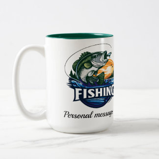Caneca De Café Em Dois Tons Estilo de logotipo de pescador de robalo e robalo