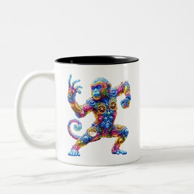 Caneca De Café Em Dois Tons Estilo de Macaco Maravilhoso (Esquerda)