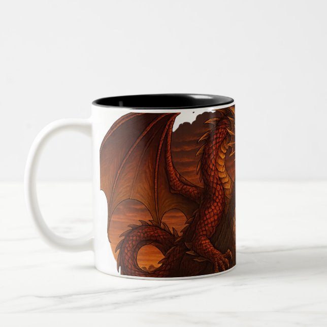 Caneca De Café Em Dois Tons Estilo de Mug do Dragão Vermelho (Esquerda)
