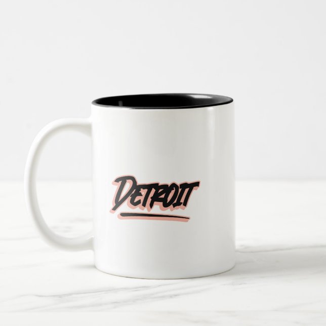 Caneca De Café Em Dois Tons Estilo Grafite de Detroit  (Esquerda)