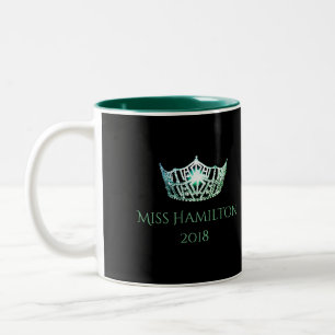 Caneca De Café Em Dois Tons Estilo Miss América Nome Personalizado Verde Coroa