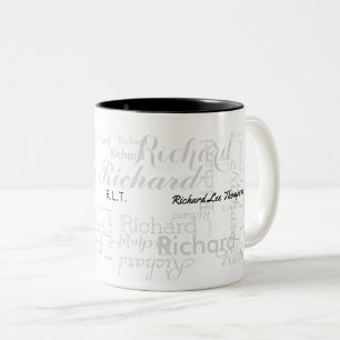 Caneca De Café Em Dois Tons estilo moderno b/w da tipografia do nome & das
