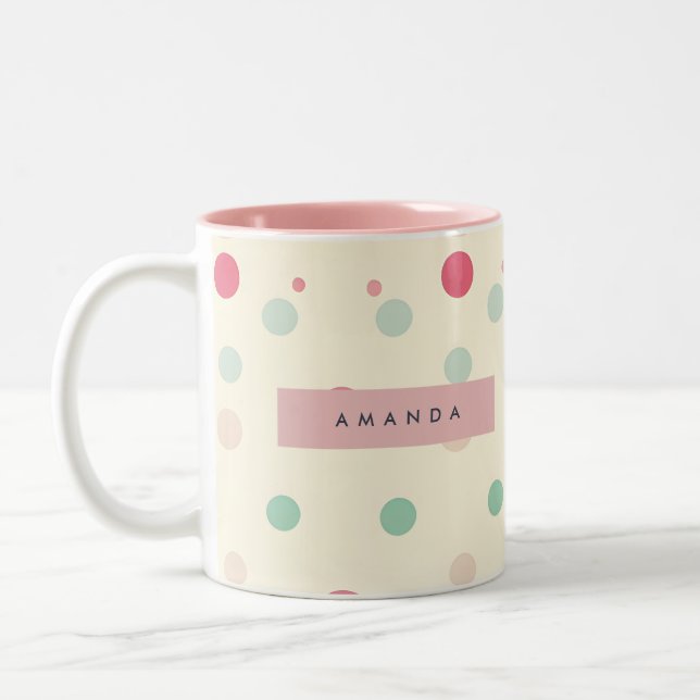 Caneca De Café Em Dois Tons Estilo Personalizado de Bolinhas de Pastel (Esquerda)