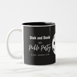 Caneca De Café Em Dois Tons Estilo Retro Neon Black Themed Pickleball Birday
