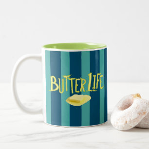 Caneca De Café Em Dois Tons Estirpes Teais De Vida Da Manteiga BG