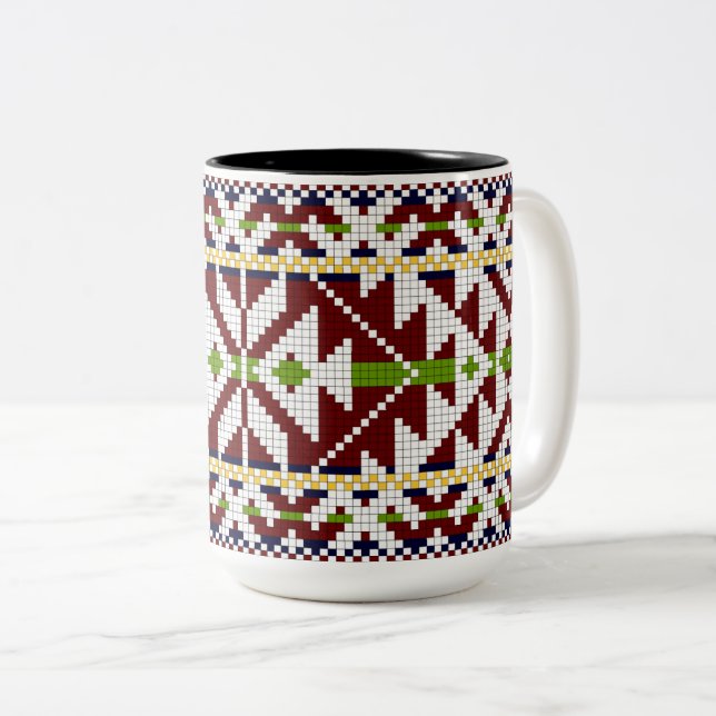 Caneca De Café Em Dois Tons Estoniano Kolga-Jaani National Belt Pattern (Frente Esquerda)