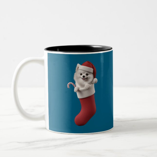 Caneca De Café Em Dois Tons Estoque de Natal Samoyed (Esquerda)