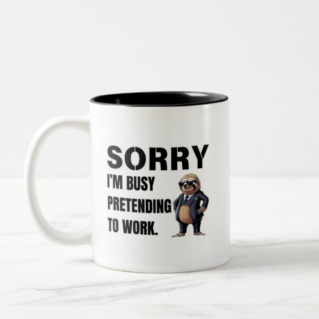 Caneca De Café Em Dois Tons Estou ocupado a fingir que trabalho (Esquerda)