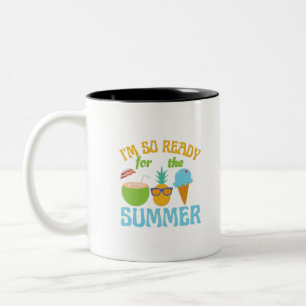 Caneca De Café Em Dois Tons Estou Tão Pronta Para O Oceano De Verão-Verão-Prai