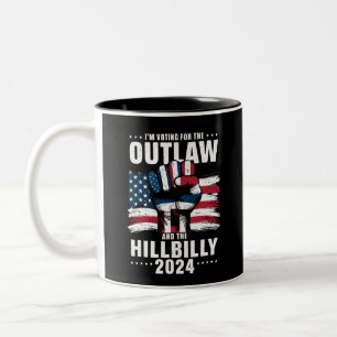 Caneca De Café Em Dois Tons Estou votando no Outlaw e no Hillbilly 2024 EUA
