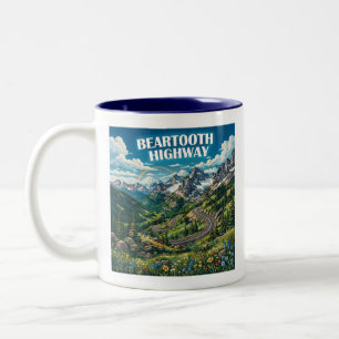 Caneca De Café Em Dois Tons Estrada Beartooth Montana Wyoming Arco-íris