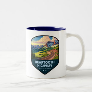 Caneca De Café Em Dois Tons Estrada Beartooth Montana Wyoming Shield