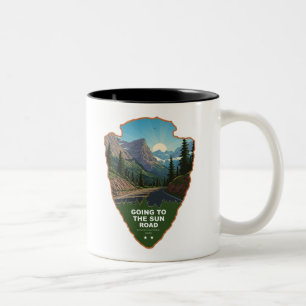 Caneca De Café Em Dois Tons Estrada Going To The Sun Glacier NP Arrowhead