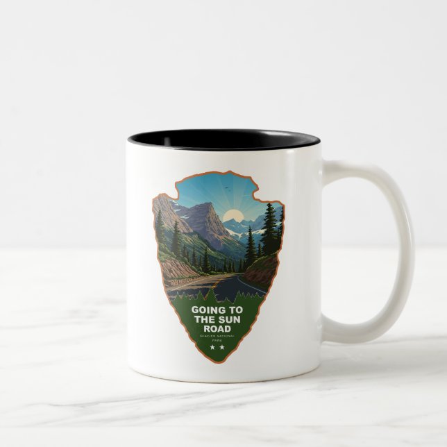 Caneca De Café Em Dois Tons Estrada Going To The Sun Glacier NP Arrowhead (Direita)