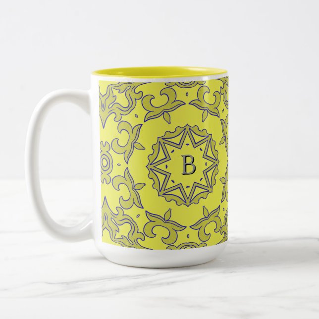 Caneca De Café Em Dois Tons Estrela Amarela Monogramada (Esquerda)