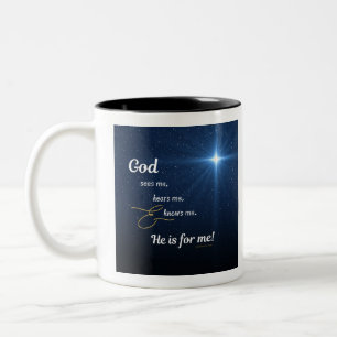 Caneca De Café Em Dois Tons Estrela - Deus Me Vê