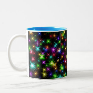 Caneca De Café Em Dois Tons Estrelas de Natal Multicolores - 57191
