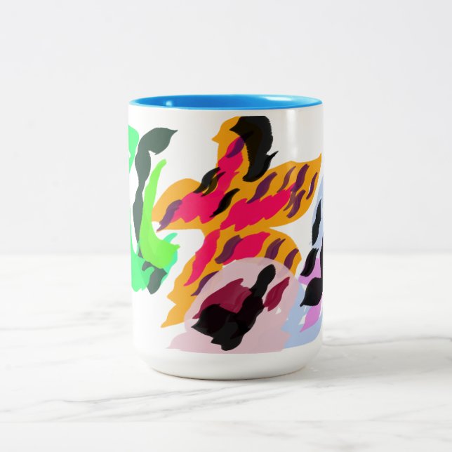 Caneca De Café Em Dois Tons Estrelas-do-mar e conchas alegria (Centro)