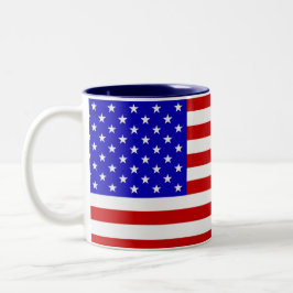 Caneca De Café Em Dois Tons Estrelas e faixas