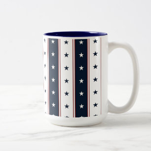 Caneca De Café Em Dois Tons Estrelas e faixas