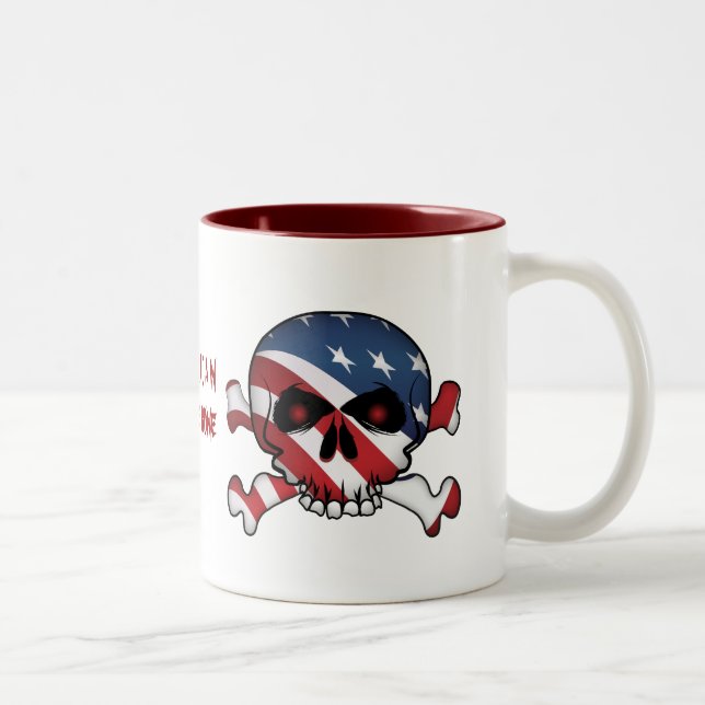 Caneca De Café Em Dois Tons Estrelas e Stripes Crânio, (Direita)