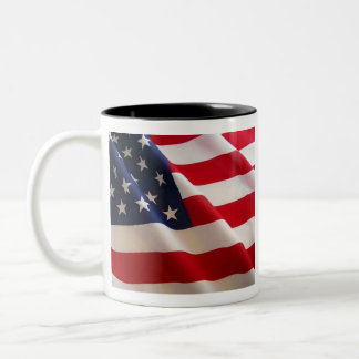 Caneca De Café Em Dois Tons Estrelas e Stripes Negros - Arte de Bandeira dos E