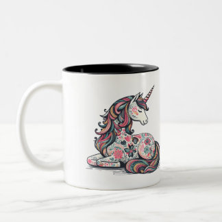 Caneca De Café Em Dois Tons Estrelas Florais Cuecas Unicorn - Tornozelo