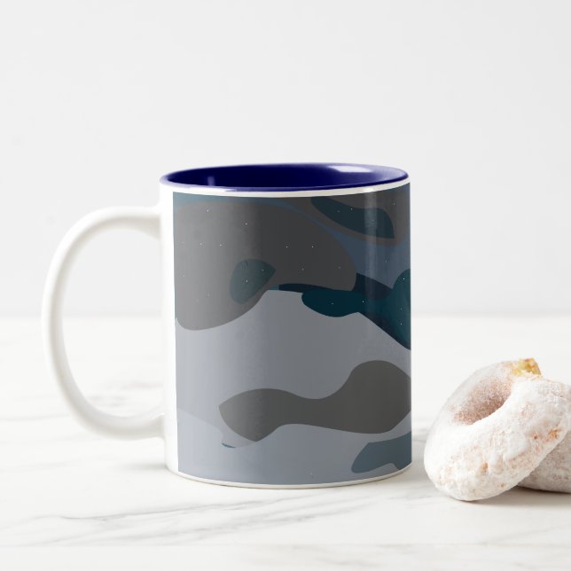 Caneca De Café Em Dois Tons Estrelas Noturnas Céu  (Com Donut)