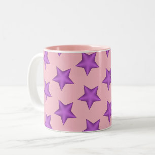 Caneca De Café Em Dois Tons Estrelas Purple Puffy