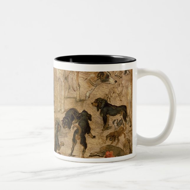 Caneca De Café Em Dois Tons Estudo dos cães, 1616 (Direita)