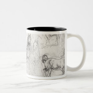 Caneca De Café Em Dois Tons Estudo dos cavalos