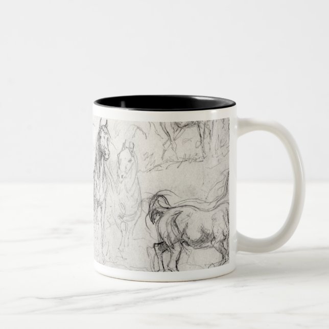 Caneca De Café Em Dois Tons Estudo dos cavalos (Direita)