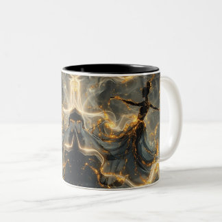 Caneca De Café Em Dois Tons Ethereal Dance Of Light, Enchanting Art, Gift for
