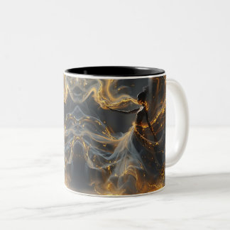 Caneca De Café Em Dois Tons Ethereal Dance Of Light, Enchanting Art, Gift for