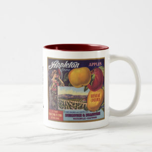 Caneca De Café Em Dois Tons Etiqueta da fruta das maçãs de Appleton