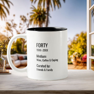 Caneca De Café Em Dois Tons Etiqueta de Museu Divertida para Aniversário de 40