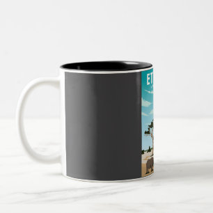 Caneca De Café Em Dois Tons Etosha National Park Poster de viagens Art