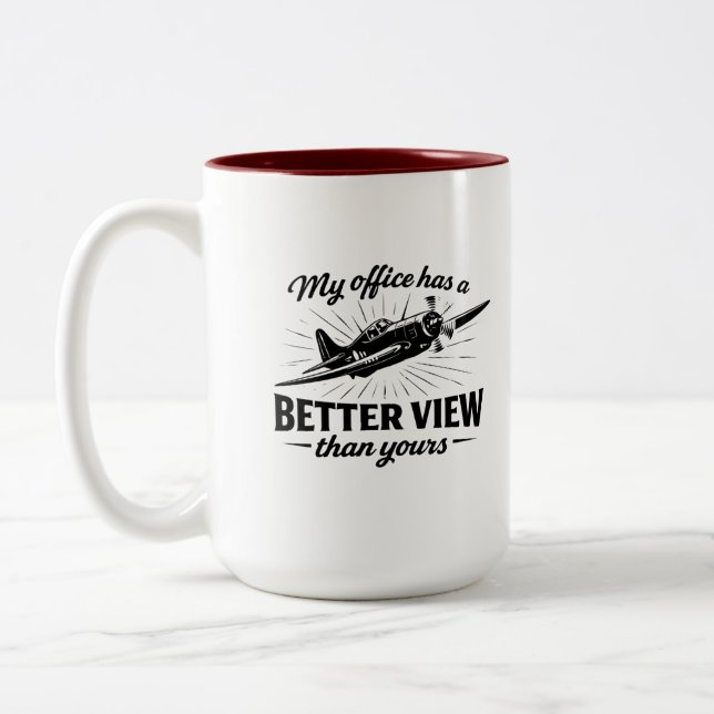 Caneca De Café Em Dois Tons etter View Pilot WWII Plane Humor Tee (Esquerda)