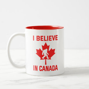 Caneca De Café Em Dois Tons Eu Acredito No Canadá - Pé Grande Engraçado