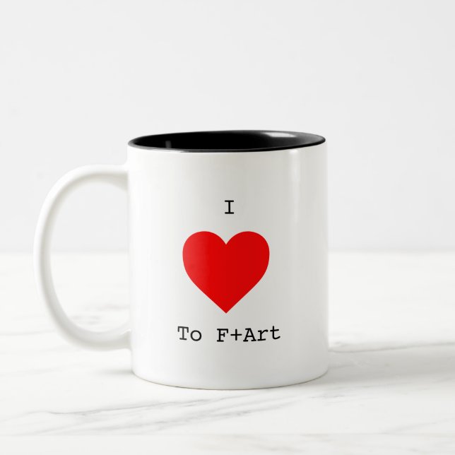 Caneca De Café Em Dois Tons Eu adoro a música F+Art do F+Art Café (Esquerda)