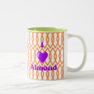Caneca De Café Em Dois Tons Eu adoro amêndoa em laranja