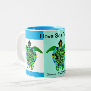 Caneca De Café Em Dois Tons Eu adoro as TARTARUGAS DO Mar - Vida Selvagem - Co