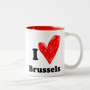 Caneca De Café Em Dois Tons Eu adoro Bruxelas