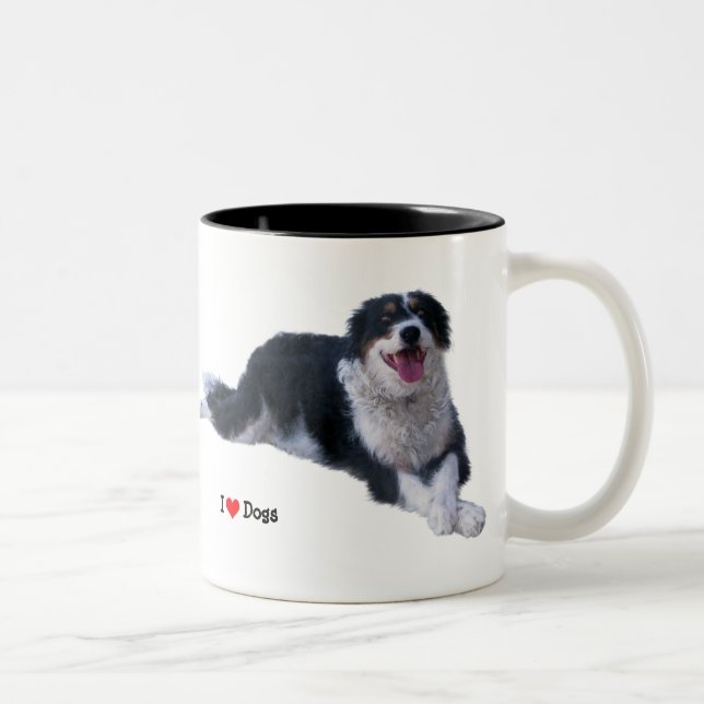 Caneca De Café Em Dois Tons Eu adoro cães (Direita)