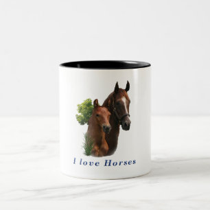 Caneca De Café Em Dois Tons Eu adoro cavalos