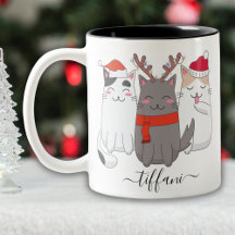 Eu adoro gatos de Natal personalizados com o nome